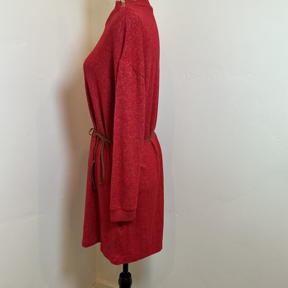 Rip Curl Red Heathered Long Sleeve Sweater Dress With Belt Size Medium - Picture 5 of 7
